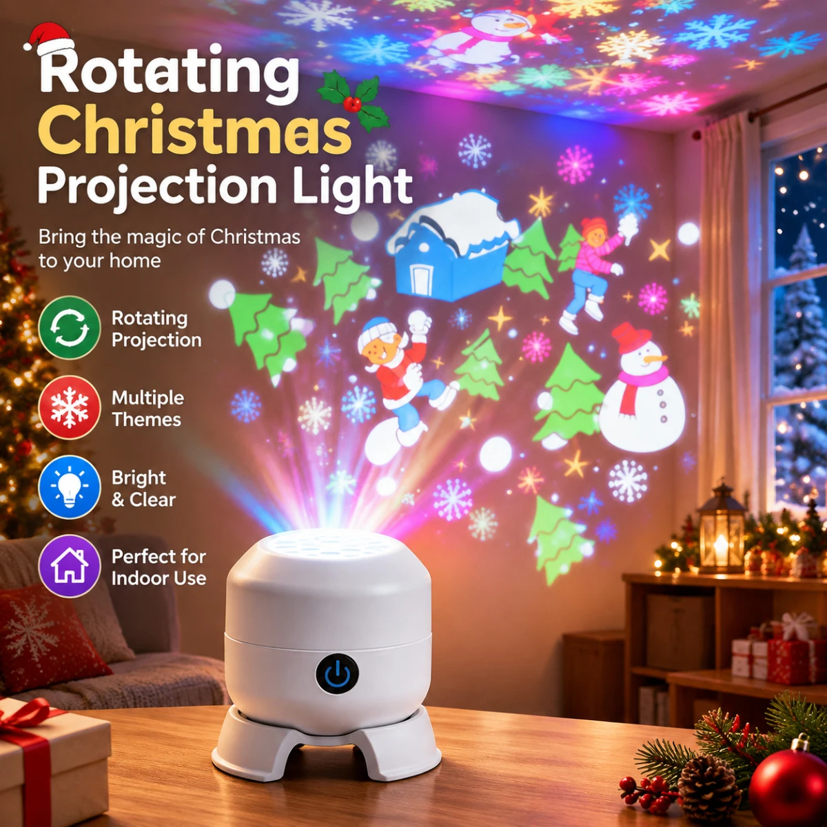 360 Rotating Projection Night Lights 8-Type Of Pattern LED Atmosphere Light For Christmas Halloween Birthday Party Bedroom Decor