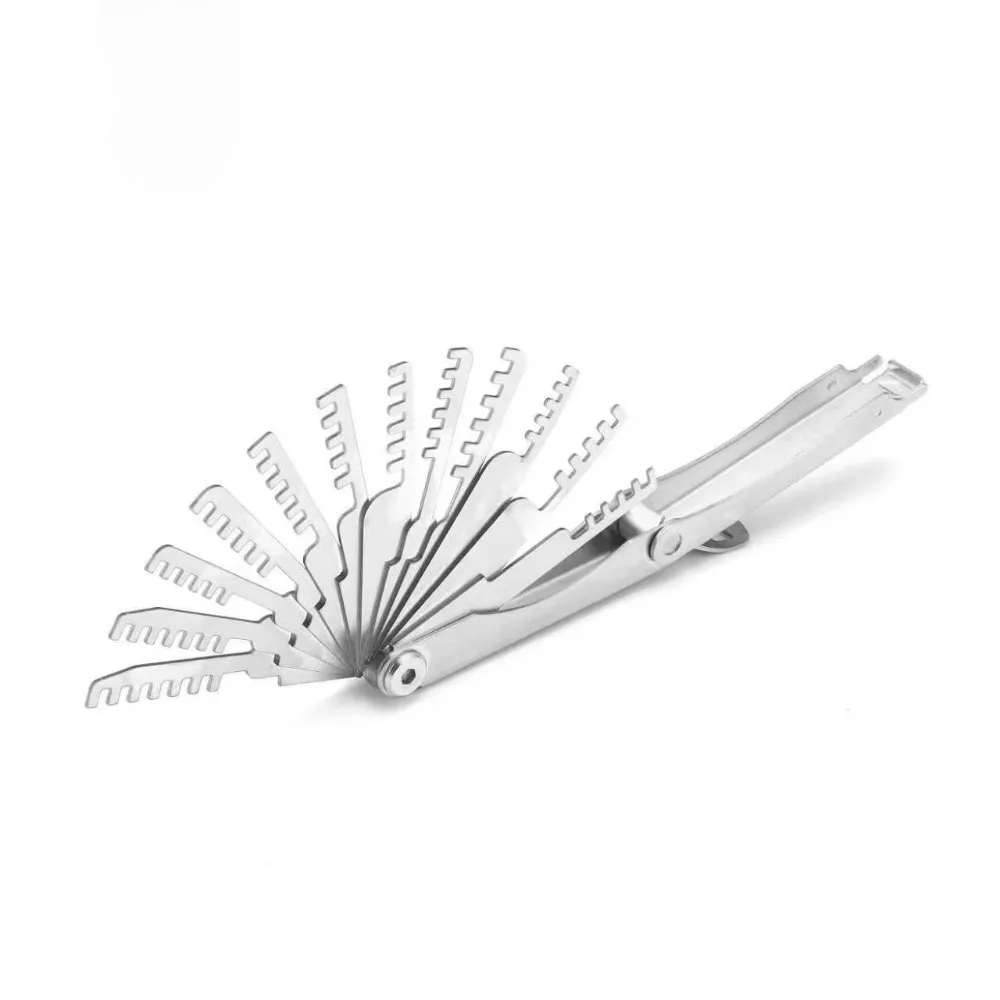12-in-1 Locksmith Tool Kit Foldable Stainless Steel Combs Paddles Three Circles All Steel Civilian Lock Pick Quick and Convenien