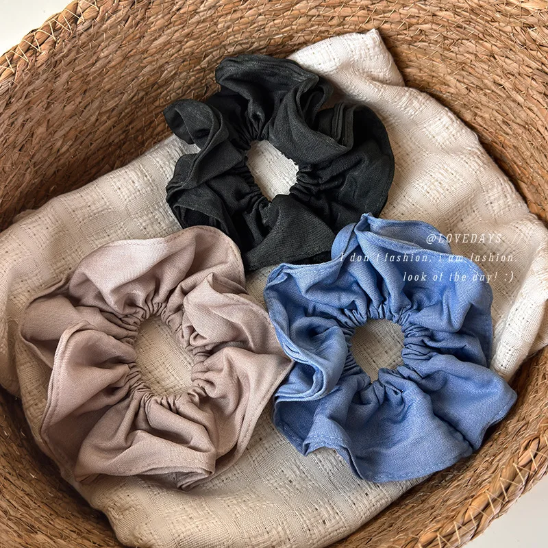 Hair Scrunchie Lightweight Double Layer Multicolor Cloth Pleated Round Oversized Low Ponytail Bun Hair Band Women Daily