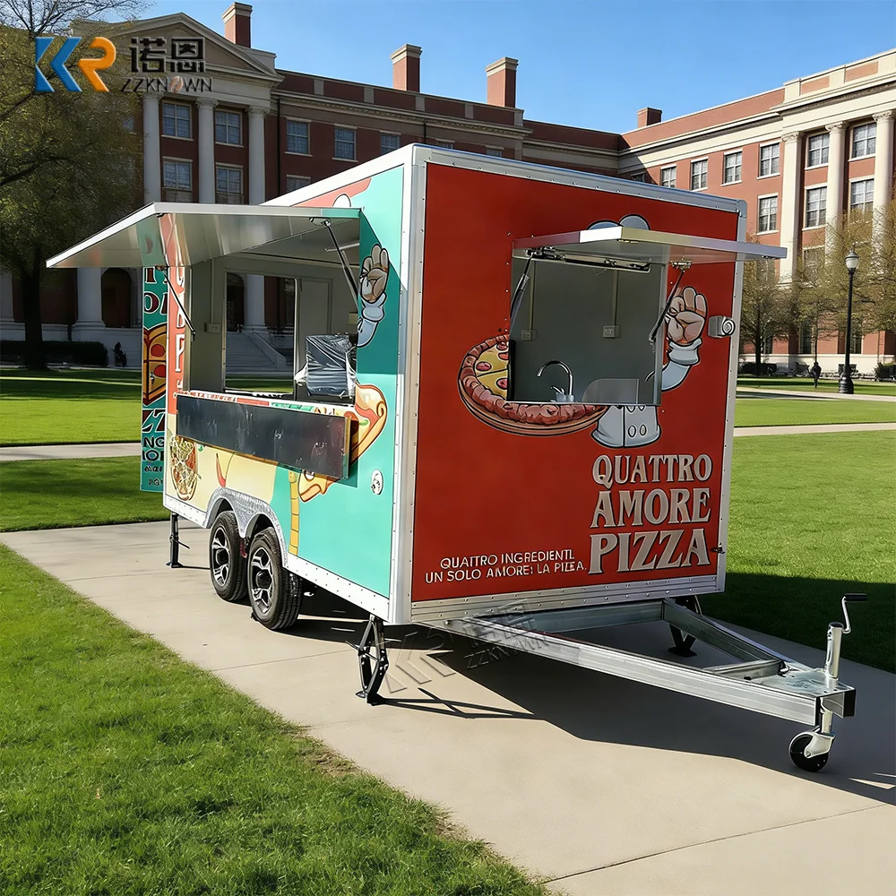 

Мобильный фургон-прицеп для уличной торговли из нержавеющей стали с полным кухонным оборудованием, кейтеринговый фургон-прицеп для еды