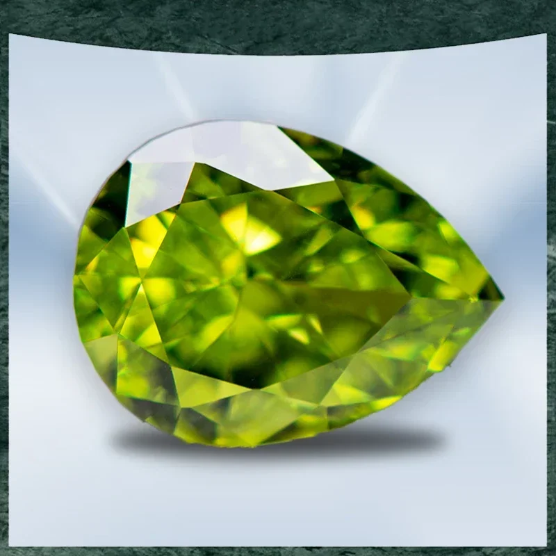 Cubic Zirconia Crushed Ice Cut No Certificate Pear Shape Apple Green Color Charms Beads Jewelry Making Earrings Pendant Material