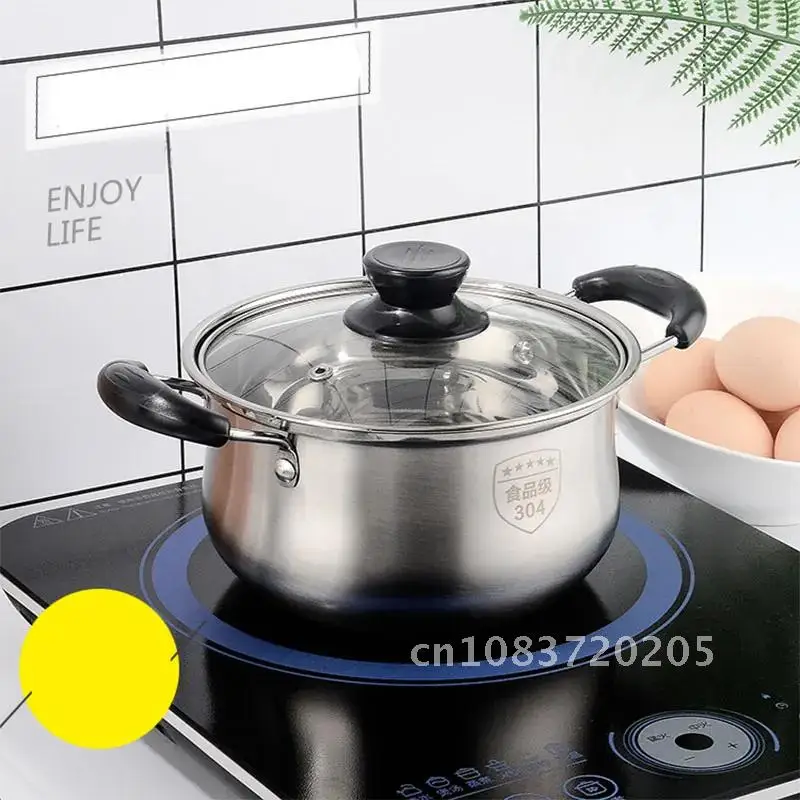 Stainless Steel Saucepan Non-stick Frying Pan With Glass Cover Cookware For Kitchen Cooking Pots Kitchenware Induction Cooker