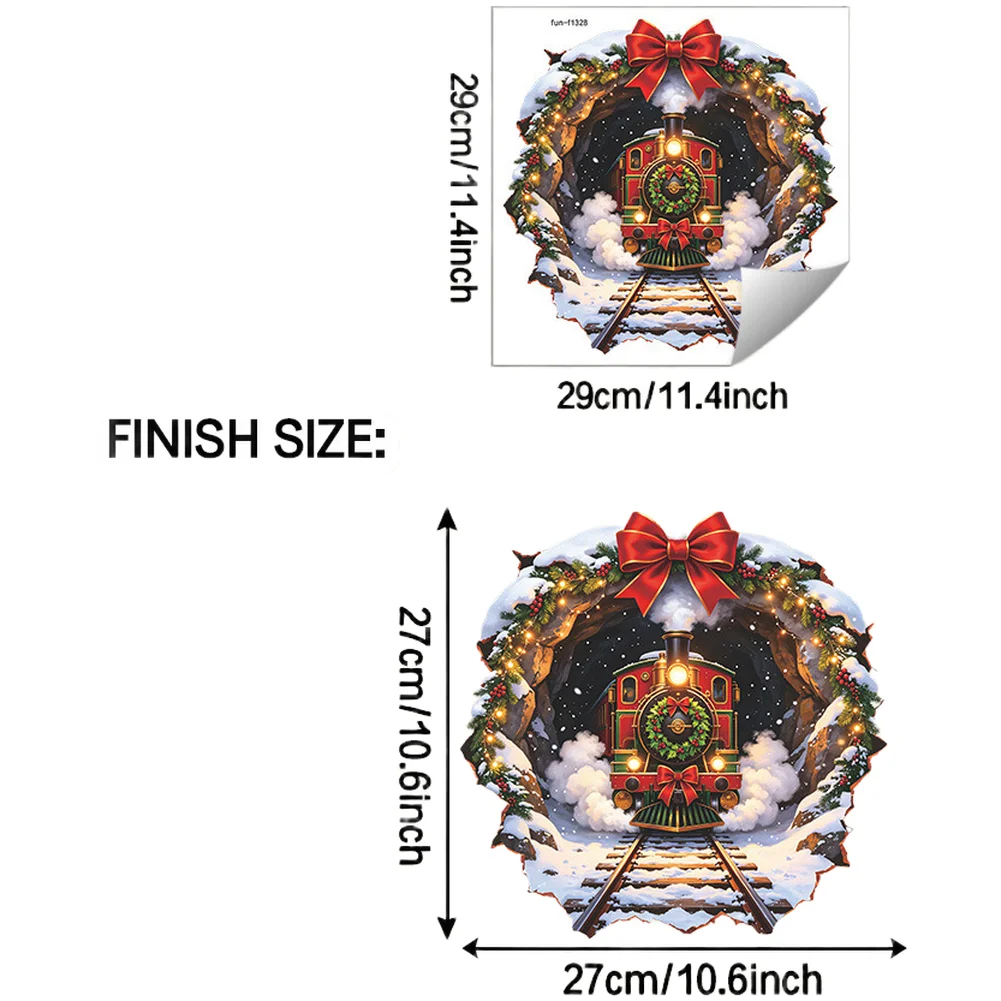 Christmas Window Decoration Sticker Featuring Steam Train Design with for static Cling for Glass Doors and Mirrors