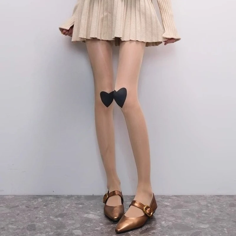 

Heart Print Tights Pantyhose Women Lingerie Slim Stocking Love Jacquard Thigh High Stocking Pantyhose Women Tights Autumn Winter