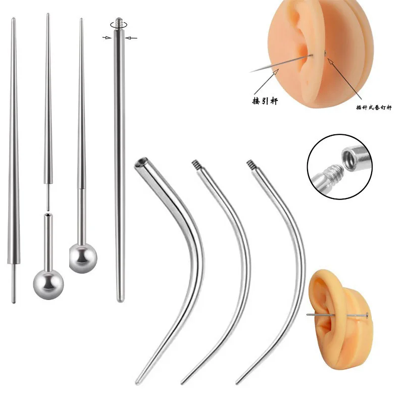 Eyebrow Nail Piercing Auxiliary Guide Pin Rods of Navel Piercings Guide Pin for Inserting Needle Earrings Lip Rings Replacement