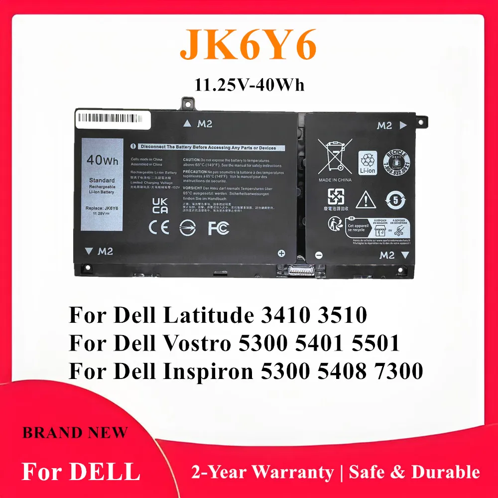 

JK6Y6 11.25V 40Wh Laptop Battery For DELL Inspiron 5501 5502 5508 5509 5300 5301 5401 5402 5408 5409 Series