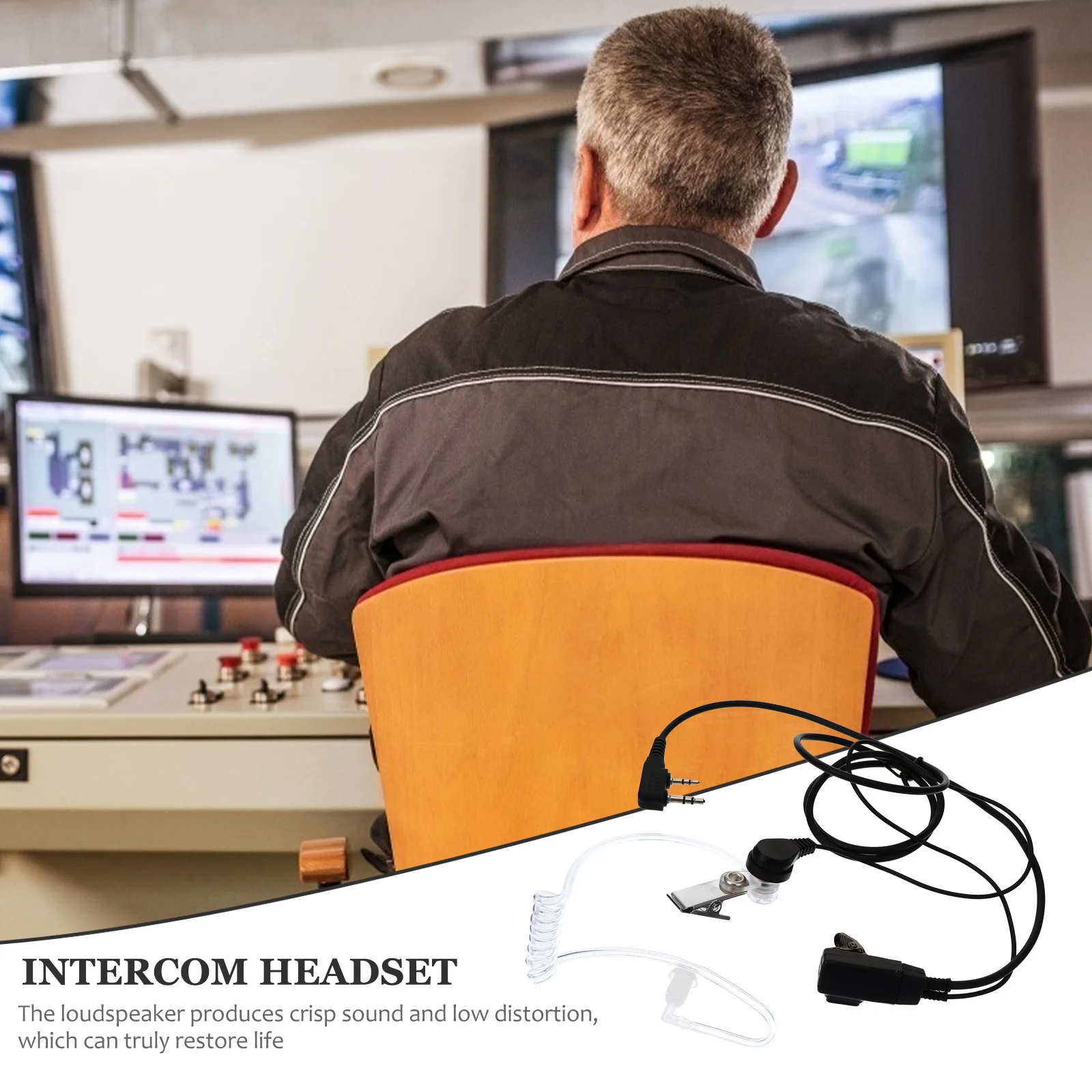 

Covert Acoustic Tube Walkie Headset Mic Noise Reduction Clear Sound 2 Intercom Earpiece Lightweight Comfortable