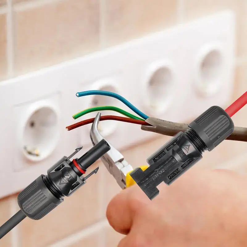 ขั้วต่อสายเคเบิลแผงโซลาร์เซลล์ 10 คู่ขั้วต่อสายเคเบิลต่อพลังงานแสงอาทิตย์ขั้วต่อกันฝุ่นกันน้ํา Solar Cable Parallel