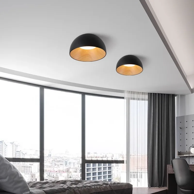 Luces de techo Led nórdicas creativas para comedor, estudio, dormitorio, lámpara de techo, accesorio de iluminación para decoración del hogar de grano de madera blanco y negro