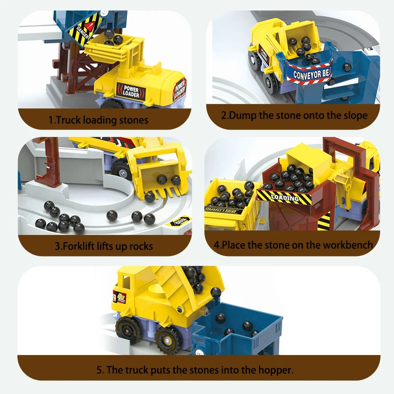 Juego de Rieles de Carreras de Carros Mineros con Energía de Aventura, Vehículo de Ingeniería Eléctrico de Juguete, Ferrocarril Educativo, Regalo Familiar de Aventura para Niños