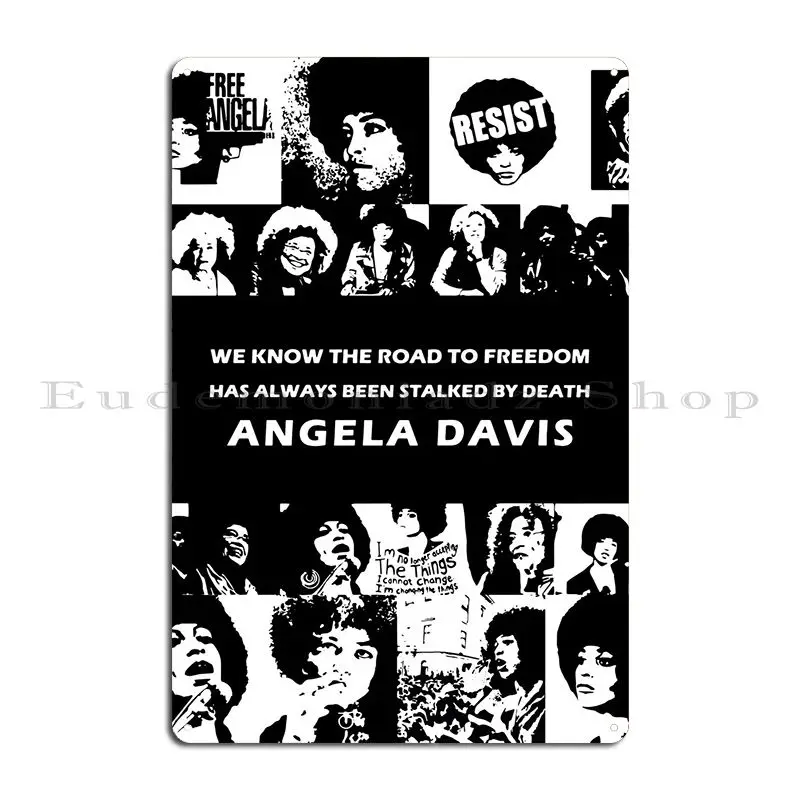 Angela Davis Metal Plaque Poster Bar Kitchen Wall Decor Personalized Living Room Tin Sign Poster