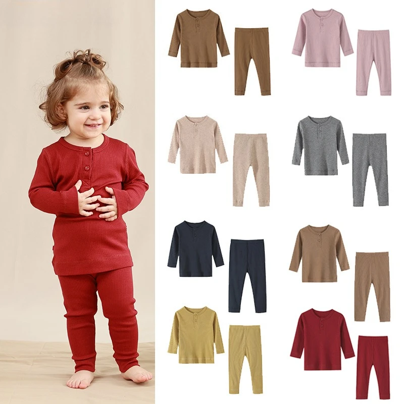 

Modal Cotton Thermal Underwear Baby Set Spring and Autumn Clothes Children Pajamas Set Boy Girl Home Wear