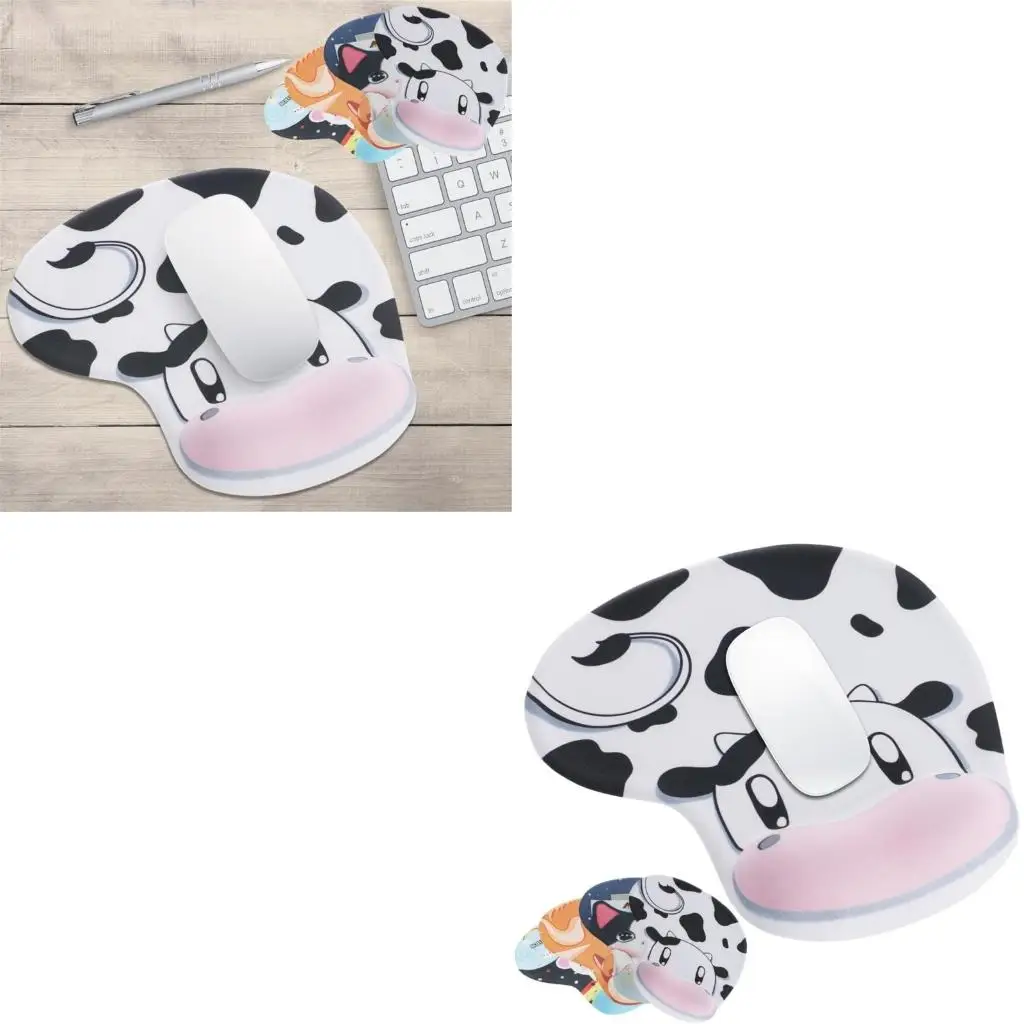 Computer Accessory Cow Pattern Mouse Pad With Memory Gel Wrist Support Smooth