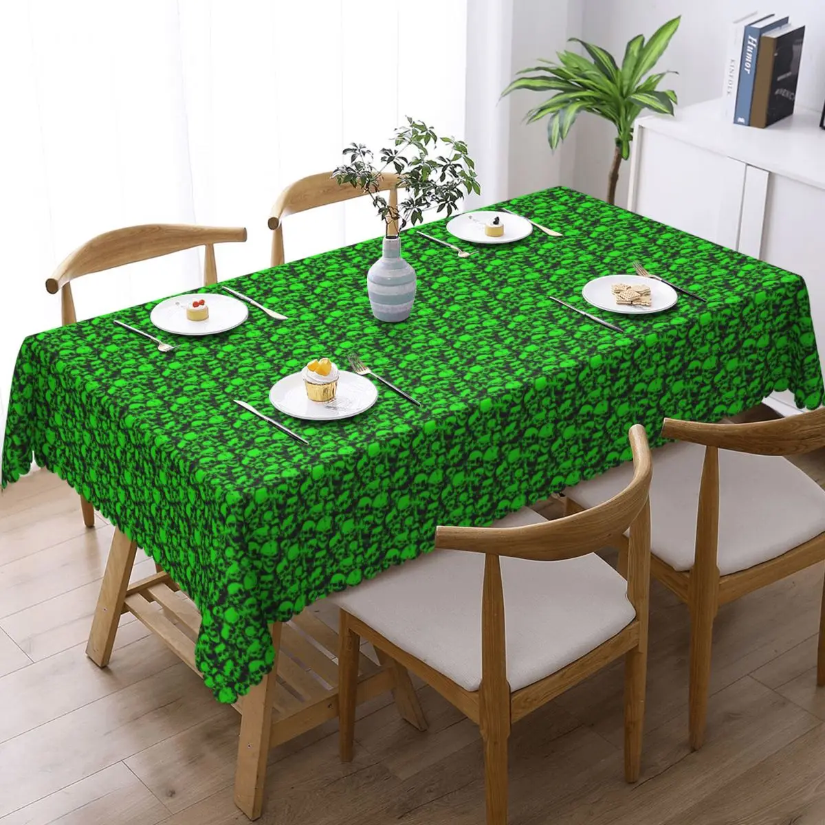 Ghost Skull Luminous Horror Night Halloween Tablecloth Restaurant Kitchen Rectangular Tablecloth Party Decorations Table Cover