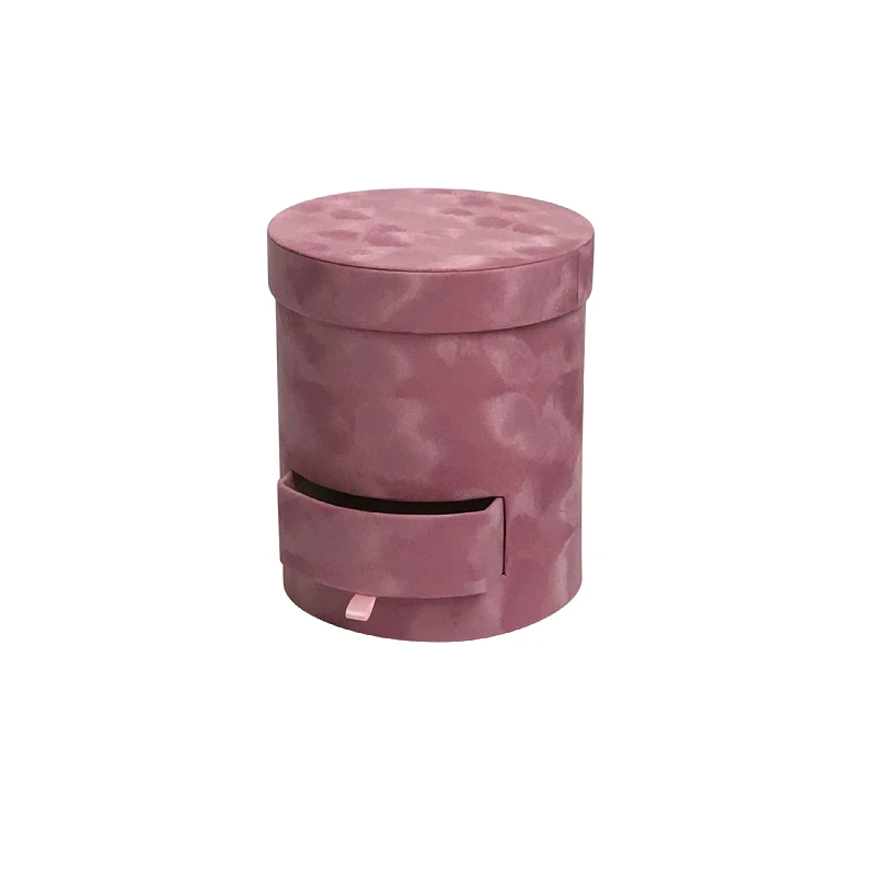 Velvet Round Flower Gift Box With Drawer Jewelry Cosmetics Bouquet Packing Romantic Valentines Day Wedding Birthday Flannel  Box