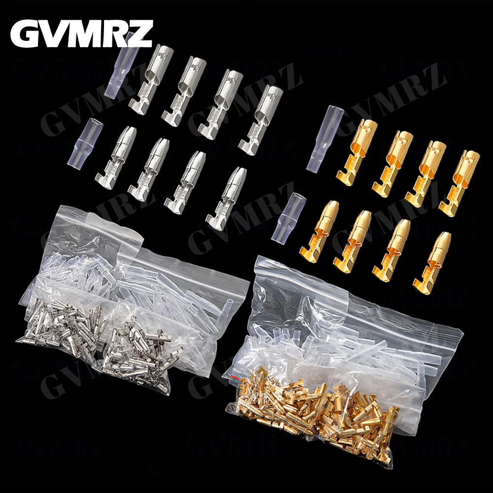 50sets 4.0 bullet Crimp terminal car electrical wire connector diameter 4mmFemale + Male + Case Cold press terminal