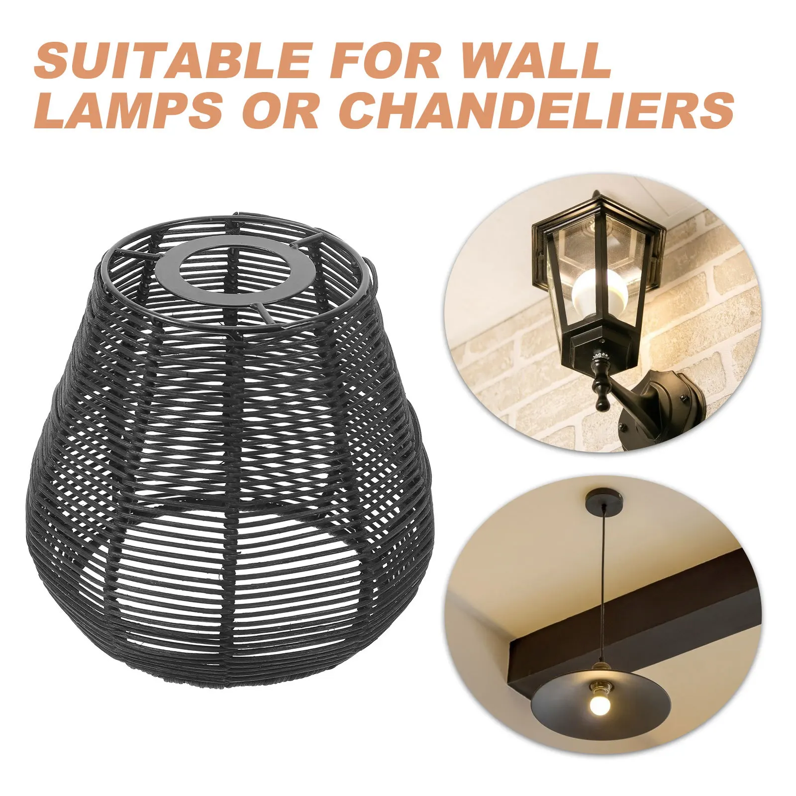 

Rustic Woven Pendant Lampshade Imitation Rattan Lamp Shade Stable for Home Restaurant Bar Hanging Ceiling Light