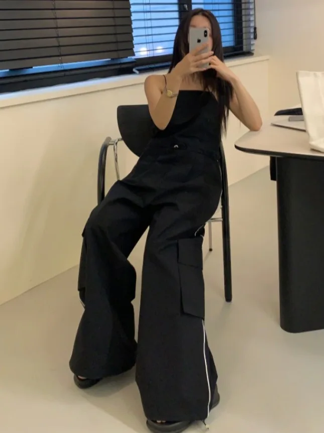 

Korean Sle Sexy Strapl Bal Dstring Waist One-Piece Pants Women's Summer High Waist Slimming Casual Pants