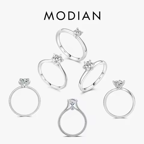 Modian New 925 Sterling Silver Diamond CZ Wedding Stackable Finger Ring Platinum Plated Brand Fine Jewelry For Women Accessories