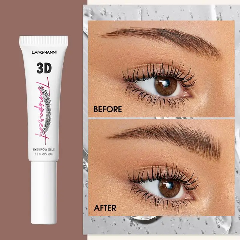 Colle à sourcils 3D imperméable, gel de maquillage professionnel, tenue extrême, fixateur de sourcils clairs