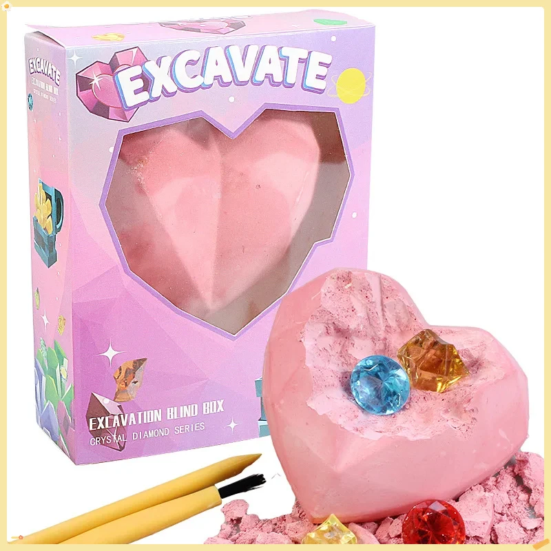 التنقيب الأثري للأحجار الكريمة لتقوم بها بنفسك الحفريات الكنز اليدوية للأطفال ألعاب تعليمية يدوية الصنع على شكل قلب