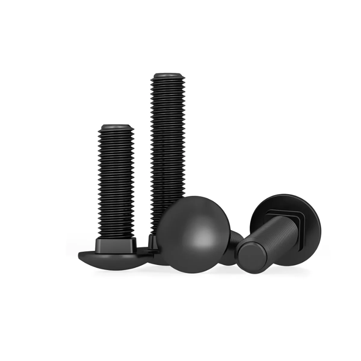 Black 304 Stainless Steel Small Head Carriage Bolts - Round Half Head Square Neck Bolts for Cable Trays M3-M8