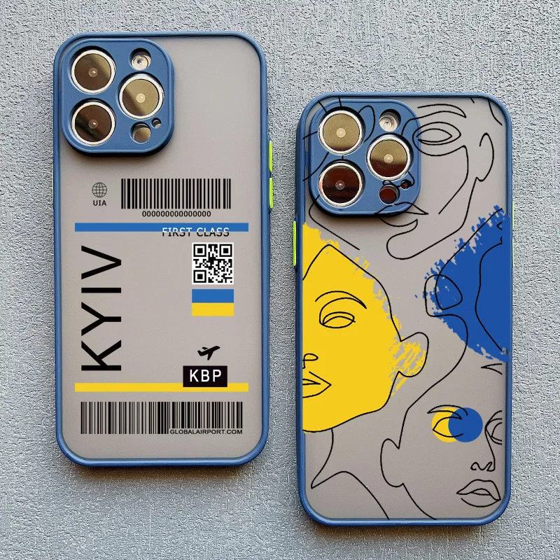 Ukraine Map Flag Love Heart Pattern Phone Case For iphone 15 14 11 12 13 Pro Max Mini X XS XR 7 8 Plus SE2 Blue Shockproof Cover image 3