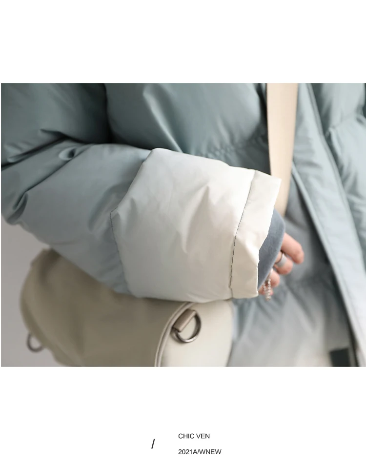CHIC VEN Women's Down Coat Reflective Gradient Thickened Women Bread Coats 90 White Duck Down Jacket Warm Overcoat Winter 2024