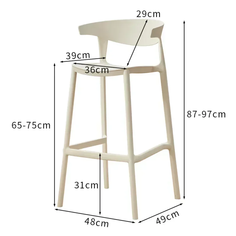 Taburete alto de cocina Simple nórdico, silla de Bar de ocio para el hogar, silla de comedor de diseño de plástico plegable moderna, muebles para sala de estar