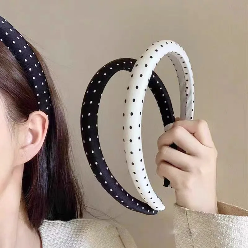1/4 Pcs Simple Black White Polka Dots Sponge Headband for Women Classic Daily Wear Hair Band Fashion Girl Wash Face Hair Hoop