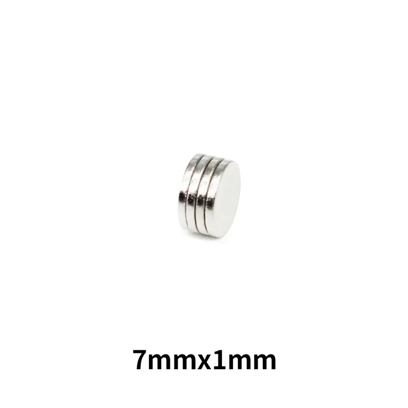 100/200/500PCS 7x1mm Small Round Shape Rare Earth Neodymium Strong Magnetic NdFeB Magnet For Acoustic Field Electronics