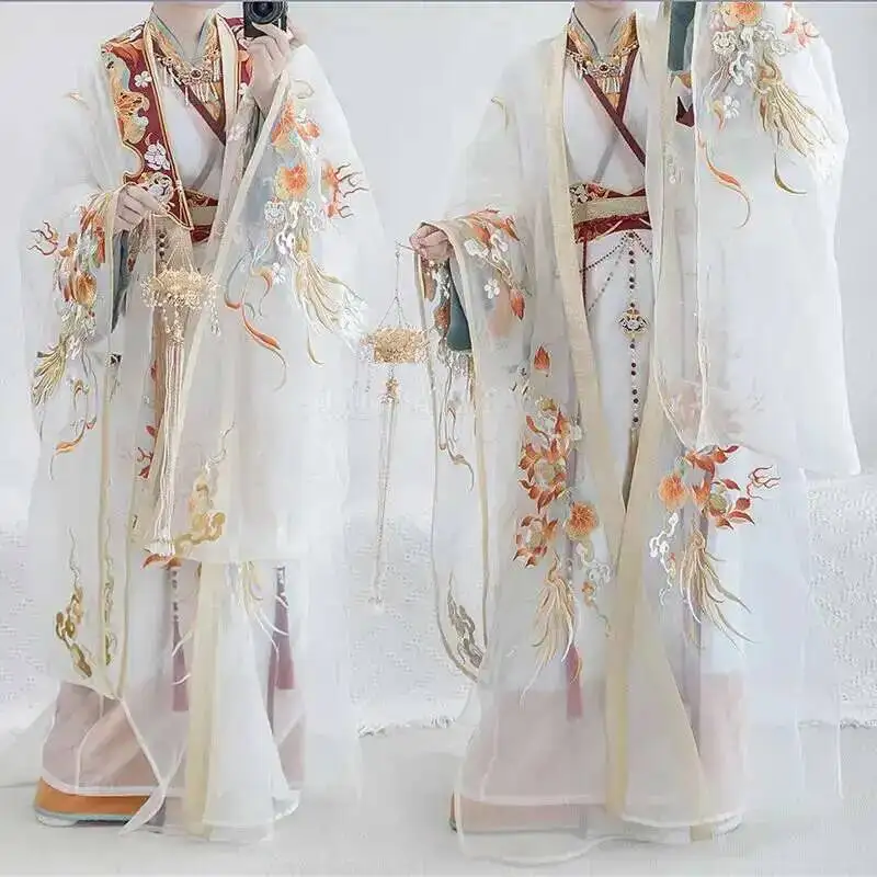 Ming Dynasty Hanfu Embroidery Heavy Craft Qi Waist Cross Collar Full Set Wei Jin Chun Xie Lian Prince Yue Shen COS Costume