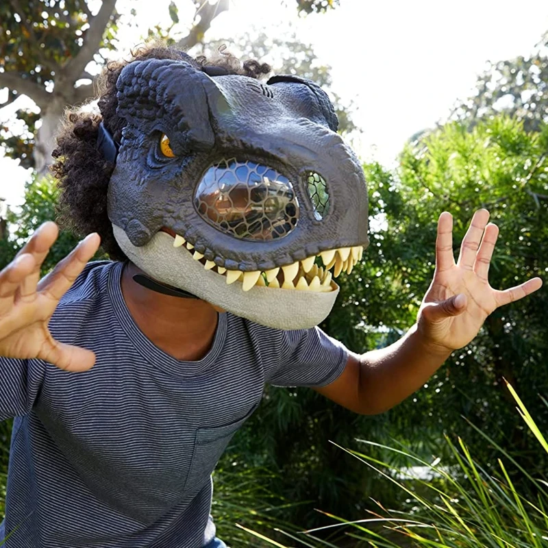 Cosplay Dinosaur Mask Realistic Tyrannosaurus Rex Masks with Moving Jaw for Party Halloween Gift for Jurassic Fans 87HA