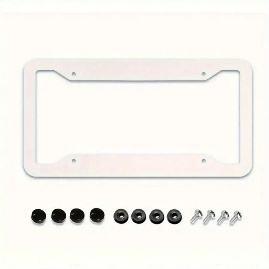 

2D Flat Aluminum License Plate Frame With Screws And Washers For Cars SUVs Pickups