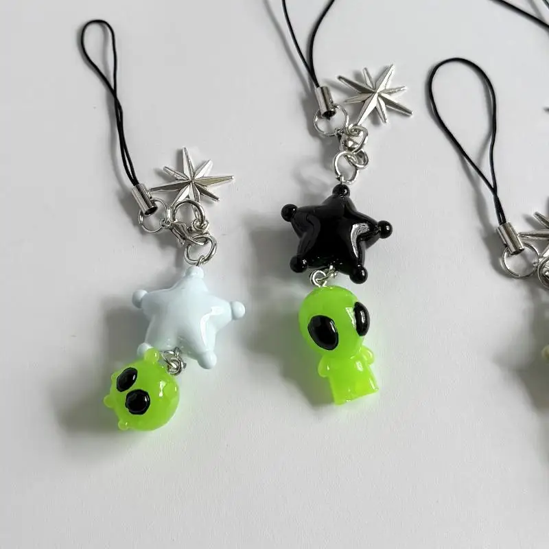 Funny Big Eyes Alien Keychain Durable Mobile Phone Lanyard Unique Bag Charm for Birthday Holiday Gift Souvenir