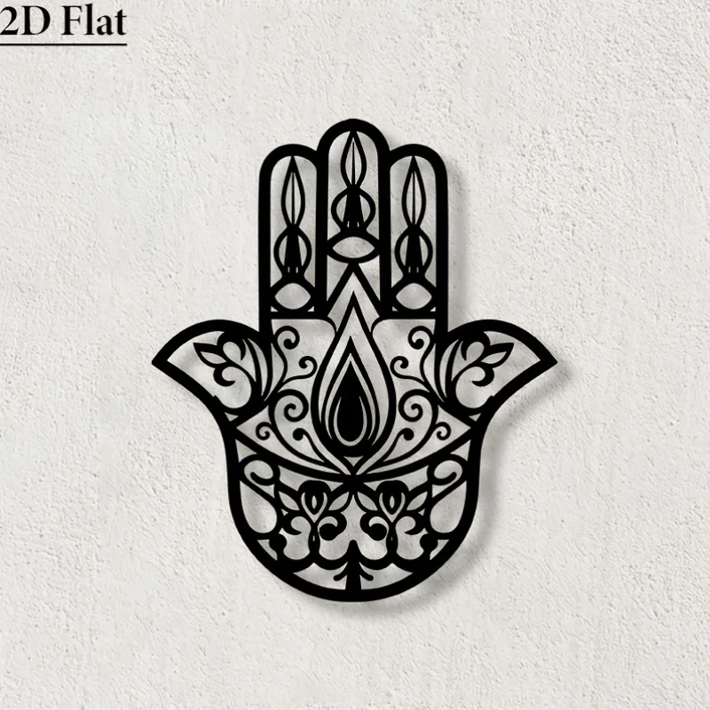 CIFBUY Iron Wall Art Hamsa Hand Laser Cut Metal Decor Elegant Floral Geometric Pattern Home Ornament For Living Room Bedroom Ent