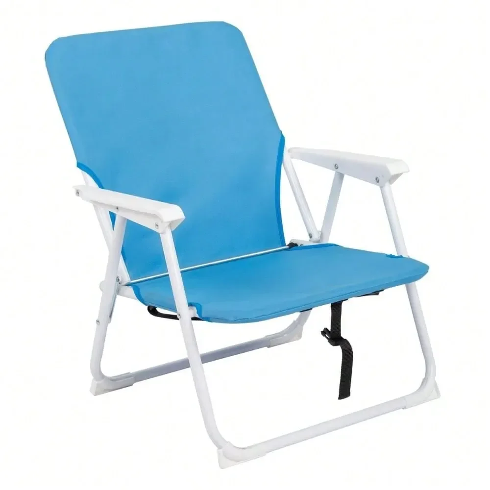 

100kg Blue Oxford Cloth White Iron Frame Beach Chair