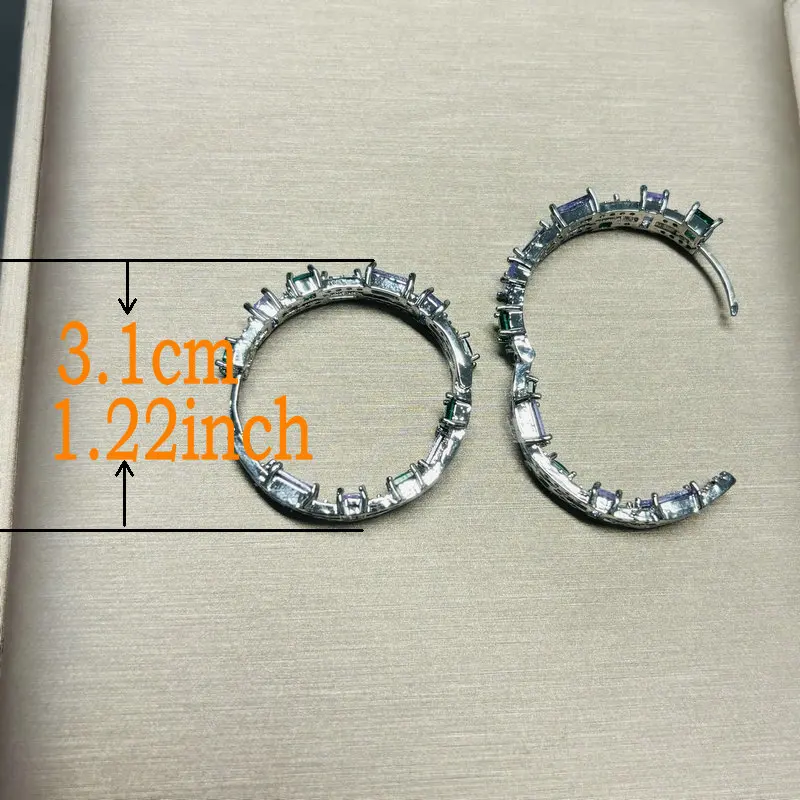 Bilincolor Green and Purple Cubic Zirconia Hoop Earrings for Women