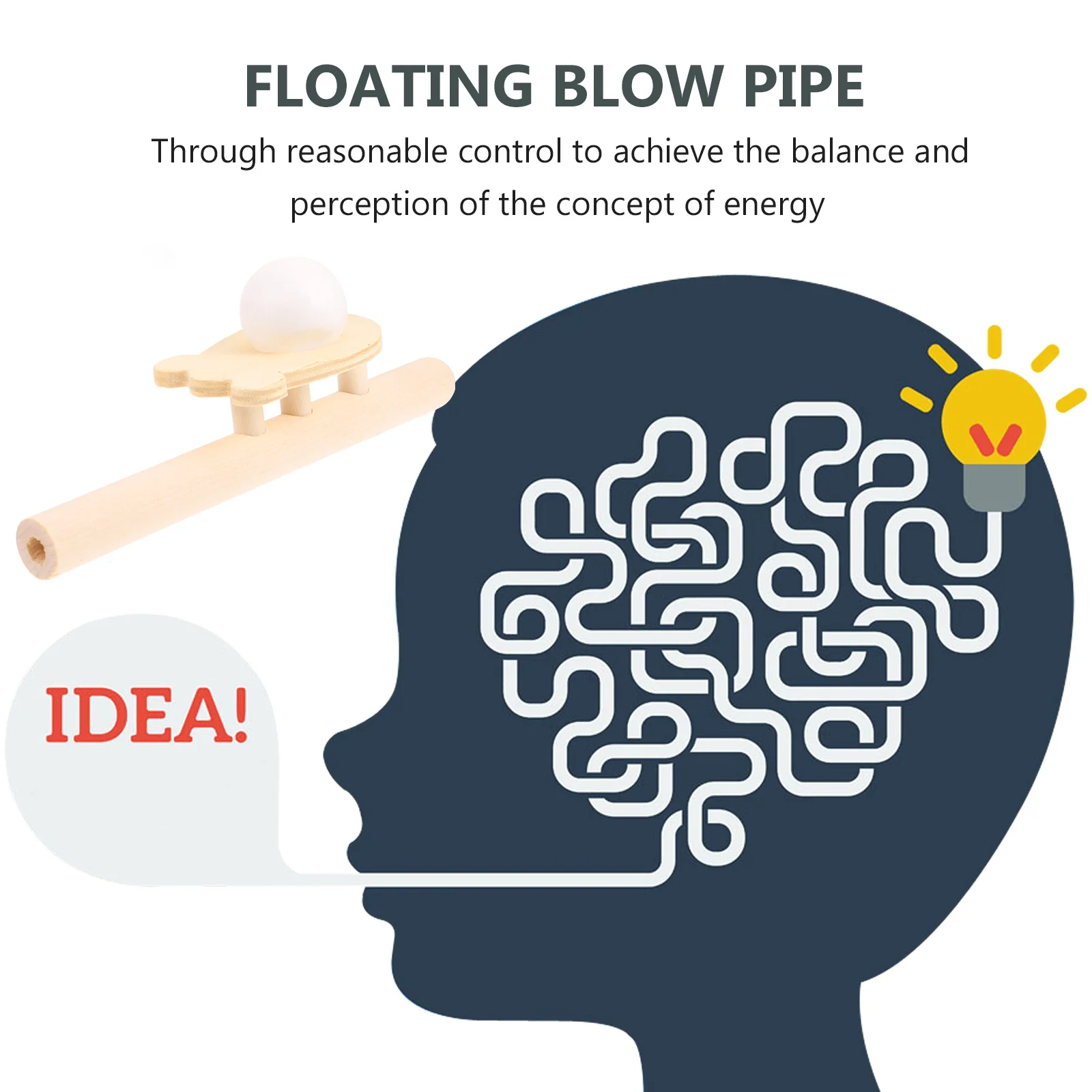 

5Pcs Kids Wooden Floating Blow Pipe Ball Toy for Balance and Coordination Skills