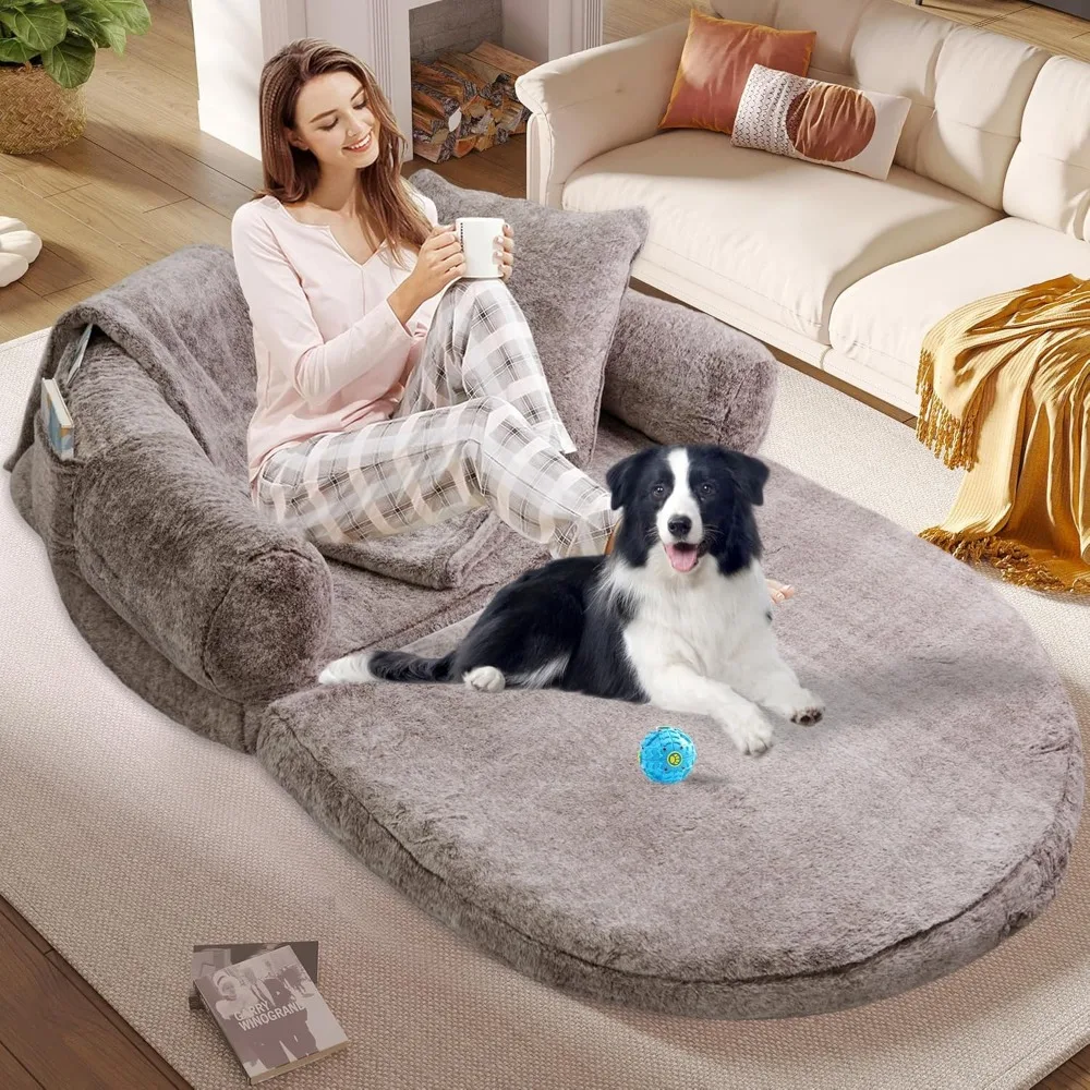 

2 in 1 Foldable Human Dog Bed,72"x48"x11" Extra Large Orthopedic Memory Foam Human Dog Bed for People Adults and Pets,Ultimate C