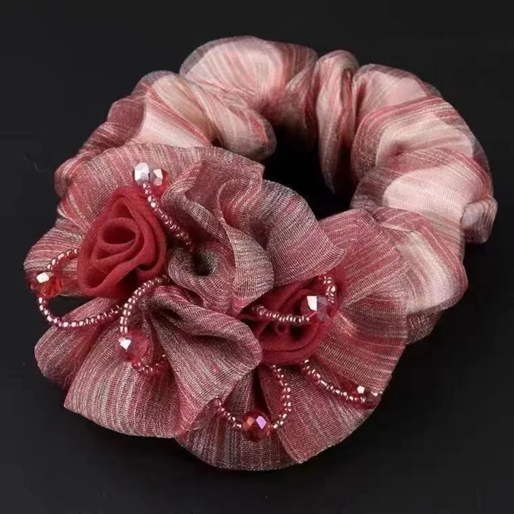 Women\'s New Large Intestine Hair Ring Advanced Head Rope Head Flower Hair Rope Women\'s Scalp Rubber Band Ball Head Headdress