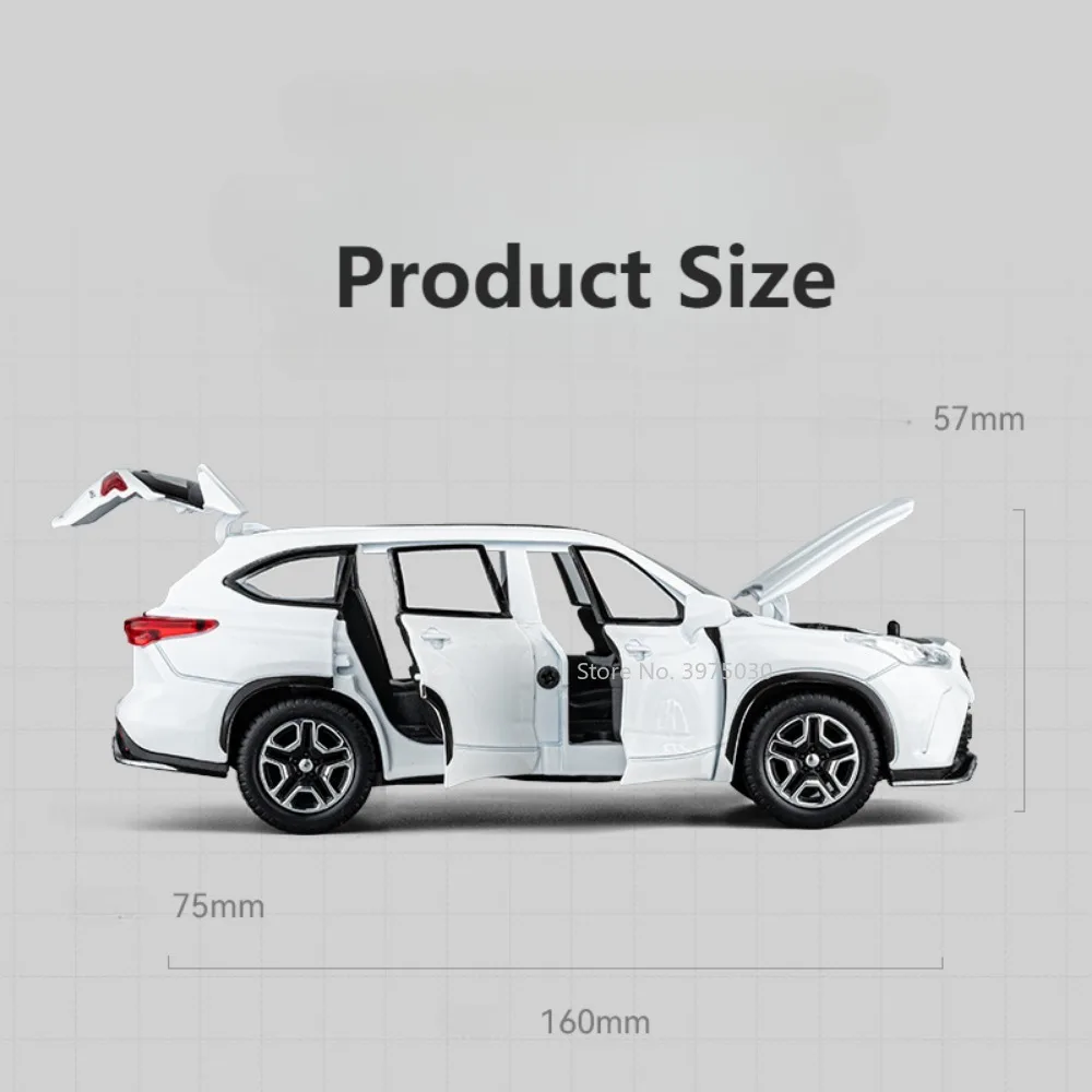 1/32 합금 자동차 모델 SUV 크라운 클루거 금속 다이캐스트 장난감, 높은 시뮬레이션 차량 풀백 문짝, 어린이를 위한 컬렉션 선물 오픈 가능
