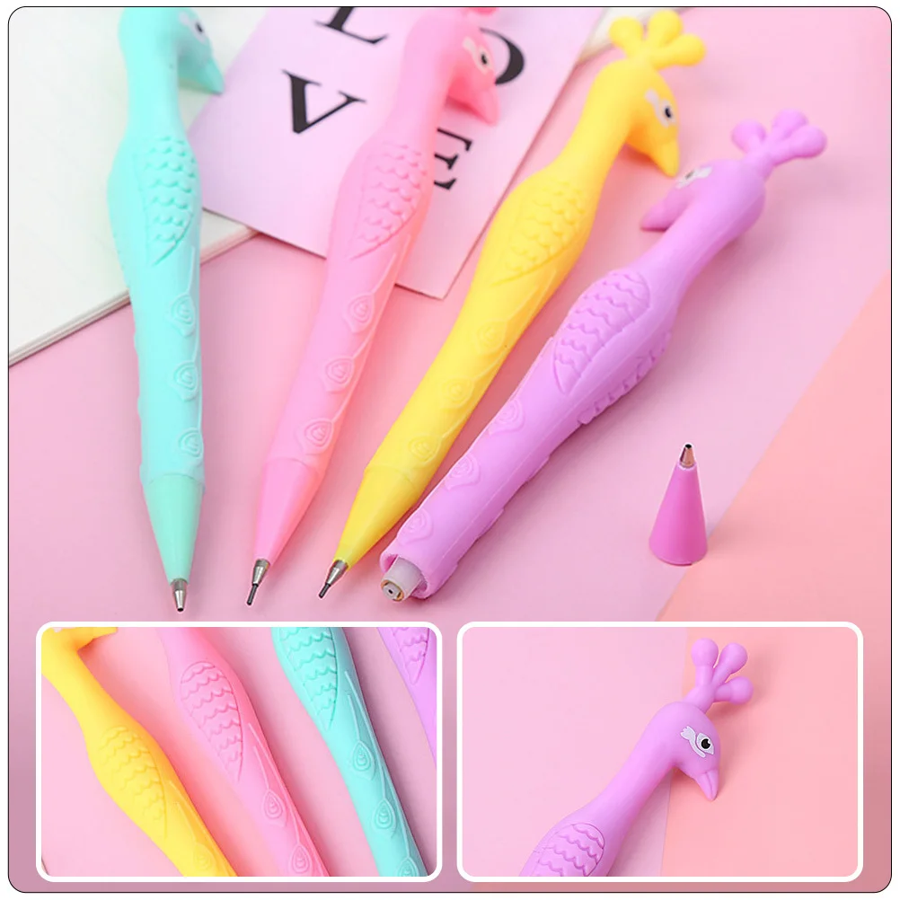 12Pcs Peacock Mechanical Pencil ABS Material Kids Write Tool Adorable Portable Kids Supply Multi-Function Pencil