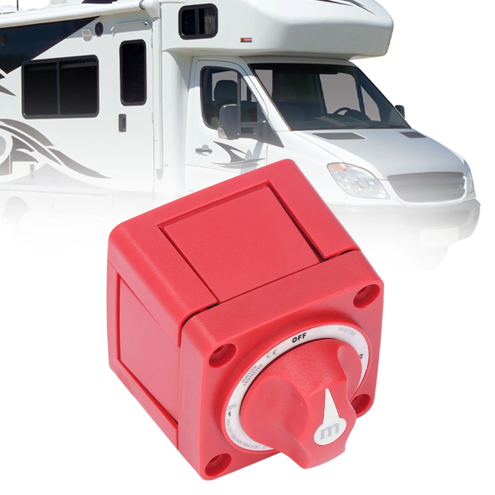 1Pc 300A RV Battery Switch 360° Rotating 4 Position Battery Switch Selector IP66 Waterproof for Yachts RVs Modified Cars