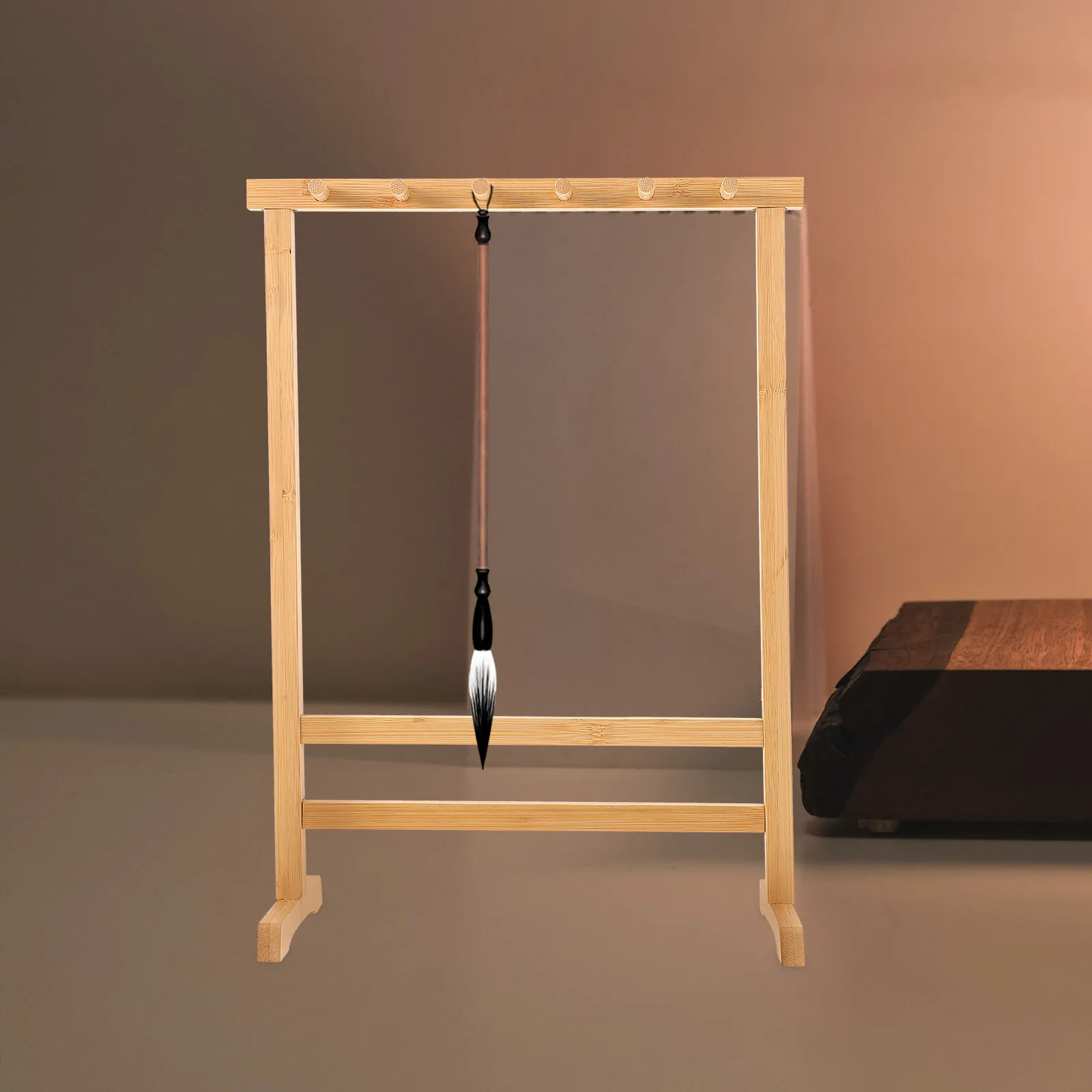 

Calligraphy Brush Holder Bamboo Vertical Drying Rack Desktop Organizer Pen Hanging Stand Chinese Ink Brush Holder Durable