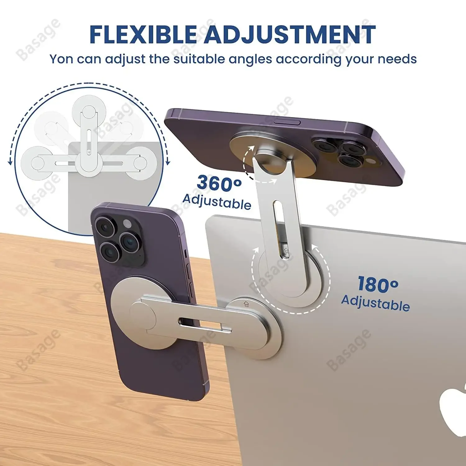 

Magnetic Phone Holder, 180° Swivel Laptop Mount, Adjustable Arm for iPhone & Monitors Suction cup phone holder Charger holder