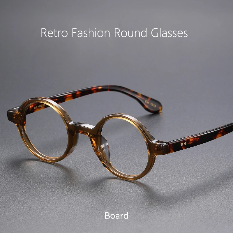 

FU New Fashion Retro Round Eyeglasses Acetate Ultra Light Eyewear Small Size Optical Prescription Frames Man Woman