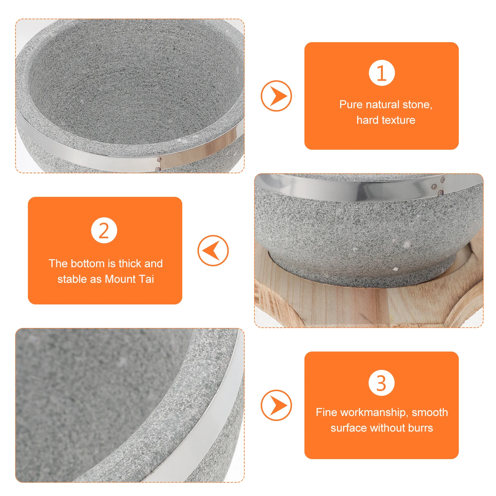 

Stone Bowl With Wood Base Set Smooth Korean Soup Rice Bowl For Bibimbap Ramen Asian Food Gift Stone Bowls Kitchen Barware