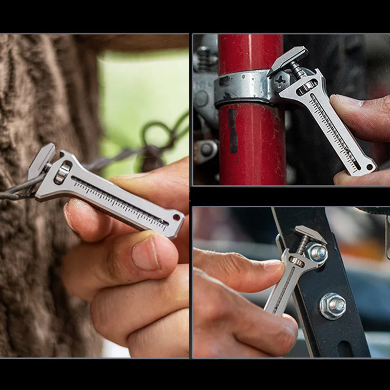 Mini chiave multiuso, chiave regolabile in acciaio inossidabile, strumento multiuso, come apribottiglie, estrattore per chiodi, pinza, portachiavi
