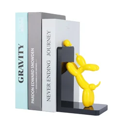 Resin Balloon Dog Book Ends Home Decor Modern Dog Stature Bookends Shelves Hold Books Heavy Duty Book Holder Stopper for Shelf